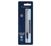 Waterman Pluma estilográfica Allure S0174956 – Acero inoxidable, punta fina, tinta azul, plata
