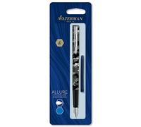 Waterman Allure pluma estilográfica, Lacado en color camuflaje mate con adornos cromados, Plumín fino de acero inoxidable, Tinta azul, Con estuche de regalo