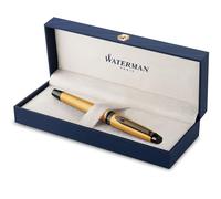 Waterman Bolígrafo roller Expert | Lacado en dorado metalizado con detalles en rutenio | Punta fina | Tinta negra | Con caja de regalo