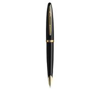 Waterman Carène Black Sea - Bolígrafo, color negro muy brillante con clip de oro de 23 quilates, plumín mediano con cartucho de tinta azul, estuche de regalo