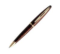 Waterman Carène Marine Amber - Bolígrafo, color negro muy brillante con clip de oro de 23 quilates, plumín mediano con cartucho de tinta azul, estuche de regalo