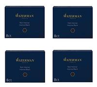 Waterman Cartuchos de tinta largos para plumas estilográficas, recambios de tinta negra intensa, paquete de 32 (S0110850)