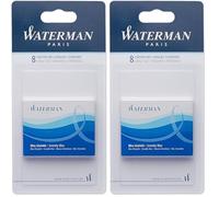 Waterman cartuchos de tinta para plumas estilográficas | largos | azul serenidad | paquete de 16 | en blíster