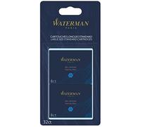 Waterman cartuchos de tinta para plumas estilográficas | largos | azul serenidad | paquete de 32