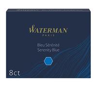 Waterman Cartuchos de tinta para plumas estilográficas – largos – Azul Serenidad – Paquete de 8