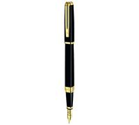 Waterman Exception Pluma estilográfica | Negra estilizada con clip de oro de 23 quilates | Plumín fino con cartucho de tinta azul | Caja de regalo