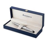 Waterman Expert bolígrafoacero inoxidable con adorno cromadopunta media con cartucho de tinta azulestuche de regalo