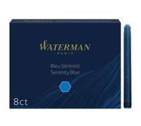 Waterman Fountain Pen Refill Ink Cartridges Long Standard Serenity Blue 8