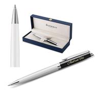 Waterman Hémisphère - Bolígrafo con grabado, pluma de lujo personalizada, regalo elegante para hombres y mujeres, tinta azul (BLOCK BLACK&WHITE)
