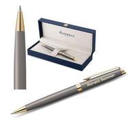 Waterman Hémisphère Bolígrafo con grabado | Regalo para hombre y mujer | inspirado en la moda parisina | personalizado | grabado | tinta azul (Stone Grey G.T.)