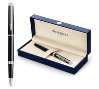 Waterman Hémisphère - Bolígrafo de punta redonda con grabado, bolígrafo de lujo personalizado, regalo elegante para hombres y mujeres, tinta azul (barniz negro C.C.)