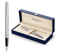 Waterman Hémisphère - Bolígrafo de punta redonda con grabado, pluma de lujo personalizada, regalo elegante para hombres y mujeres, tinta azul (acero inoxidable C.C.)
