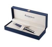 Waterman Hémisphère Bolígrafo | lacado negro y azul con adornos de paladio | punta media | estuche de regalo