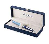 Waterman Hémisphère Bolígrafo Rollerball | Metal & Blue Lacer con borde recubierto de paladio | Caja de regalo