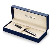 Waterman Hémisphère bolígrafocolor negro brillante con adorno cromadopunta media con cartucho de tinta azulestuche de regalo