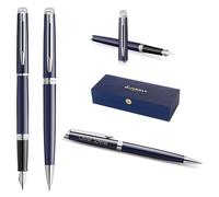 Waterman Hémisphère - Juego de pluma estilográfica y bolígrafo con grabado - Juego de escritura de lujo personalizable como regalo de cumpleaños, aniversario y Navidad (BLUE C.T.)