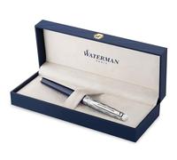 Waterman Hémisphère pluma estilográfica | Metalizada y lacada en azul | Capuchón labrado | Plumín fino de acero inoxidable | Tinta azul | Estuche de regalo