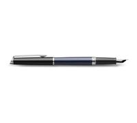 Pluma estilográfica Waterman Hémisphère | lacado negro y azul con adornos de paladio | plumín fino de acero inoxidable | estuche de regalo