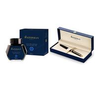 Waterman Hemisphere - Pluma estilográfica + Waterman 723574 - Bote de tinta (50 ml), azul
