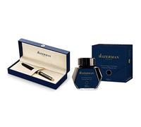 Waterman Hemisphere - Pluma estilográfica + Waterman - Bote de tinta permanente (50 ml), color negro
