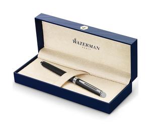 Waterman Hémisphère rotulador roller | color negro mate con adorno cromado | punta fina con cartucho de tinta negra | estuche de regalo