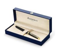 Waterman Hémisphère rotulador roller | color negro mate con adorno de oro de 23 quilates | punta fina con cartucho de tinta negra | estuche de regalo