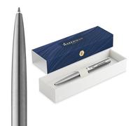 Waterman Impression Bolígrafo | Punta media con recarga de tinta azul | Acero inoxidable con adornos chapados en paladio | Caja de regalo