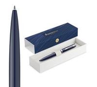 Waterman Impression Bolígrafo | Punta media con recarga de tinta azul | Laca azul con adornos chapados en paladio | Caja de regalo