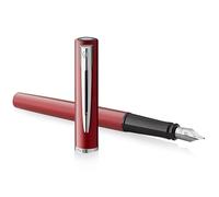 Waterman Pluma estilográfica Allure Premium en metal | Laca roja con acabados cromados | Punta fina | Tinta negra | Caja de regalo