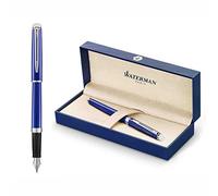 Waterman Pluma estilográfica Hémisphère con grabado, regalo para hombre y mujer, inspirada en la moda parisina, personalizada, grabada, tinta azul, punta media (BRIGHT BLUE C.C.)