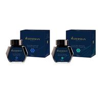 Waterman tinta para pluma estilográfica, azul serenidad, frasco de 50 ml & tinta para pluma estilográfica, verde armonioso, frasco de 50 ml