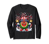 Watermelon American Flag USA 4th of July Fireworks Patriotic Manga Larga