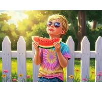 Watermelon Boy 300 Piece Jigsaw Puzzles for Adults, Colourful, Challenging & Brainteasing Adult Puzzles 300 Pieces Sun, Fun jigsaws for The Whole Family 16x11 Inch