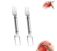 Watermelon Cutter Slicer Tool 2-in-1, Stainless Steel Watermelon Fork Slicer Cutter, Easy Fruit Cutting for Kitchen, Picnic, Family (B 2PCS)