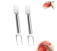 Watermelon Cutter Slicer Tool 2-in-1, Stainless Steel Watermelon Fork Slicer Cutter, Easy Fruit Cutting for Kitchen, Picnic, Family (A 2PCS)