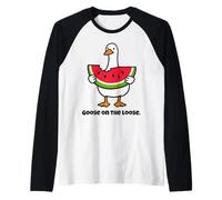 Watermelon Goose Kids Who Love sandía Fruit Vegans Girls Camiseta Manga Raglan