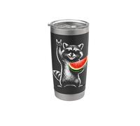 Watermelon Raccoon Rock On Summer Vibe Men Women Kids Vaso térmico de acero inoxidable de doble pared
