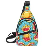 Watermelon with The Sun Sling Bag para mujeres y hombres, bolsa cruzada de hombro, mochila riñonera, bolsa de viaje, Multicolor 11, 11.8x7x1.5in/30x18x4cm