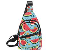 Watermelon with The Sun Sling Bag para mujeres y hombres, bolsa cruzada de hombro, mochila riñonera, bolsa de viaje, Multicolor 07, 11.8x7x1.5in/30x18x4cm