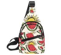 Watermelon with The Sun Sling Bag para mujeres y hombres, bolsa cruzada de hombro, mochila riñonera, bolsa de viaje, Multicolor 01, 11.8x7x1.5in/30x18x4cm