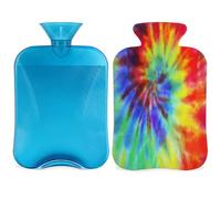 Waterolor - Botella de agua caliente con funda de 2 L, bolsa de agua caliente de PVC con remolino arcoíris para calentador de manos, alivio del dolor, compresa caliente y terapia de frío