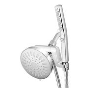 Waterpik Combo de varita de mano de alta presión y cabezal de ducha de lluvia con manguera de metal de 8 pies de largo, sistema de spa BodyWand con 7 modos de pulverización para cabello y cuerpo, cromado