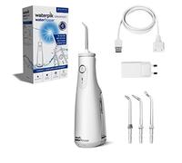 Waterpik Irrigador dental blanco, inalámbrico, elimina la placa y mejora la salud de las encías, rotación de punta de 360 grados, voltaje global, seguro para implantes, coronas y carillas, cargador