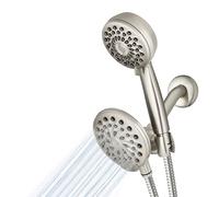 Waterpik One-Touch Dual 2-in-1 Shower System With Rain Shower Head and 7-Mode Hand Held Shower Head, Brushed Nickel XPB-139E-769ME