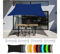 Waterproof 7x7m Garden Sun Shade Sail Awning - Free Ropes Included Outdoor Canopy for Patio Triangle/Rectangle/Square Navy Blue UV Protection Durable Design