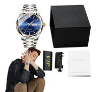 Waterproof Analog Watch, Classic Glow Men’s Watch with Date, Stainless Steel Wrist Clock, Easy to Read Design for Business and Travel, Sturdy Construction, 10.23inches