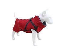 Waterproof Cold-Proof Turtleneck Dog Jacket with Harness Winter Warm Reflective Bulldog Labrador Shiba Inu Clothing,Rojo,S