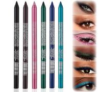 Waterproof Colored Eyeliner Pencil Set, 6/14 Pack Gel Eye Liners with Metallic & Shimmer Finish, Smudge-Proof Long-Lasting Makeup for Daily & Party Looks (B)