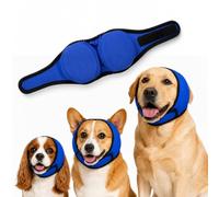 Waterproof Dog Calming Hoodie Ear Wraps, Noise Reducing Ear Protection, Adjustable No Shake Dog Earmuffs for Fireworks, Thunder, Vacuum, Grooming,Bathing and Swimming (Blue,Small)