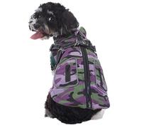 Waterproof Dog Vest, Reflective Winter Warm Coat for Pet Puppy, 11.02x9.84x1.18 Inches Adjustable Dog Coats with Reflective Stripes, Purple and Burgundy Clothes for Dogs, Polyester